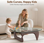 Load image into Gallery viewer, Noguchi Table Triangle Glass Coffee Table Vintage Glass End Table, Solid Wood Base and Triangle Clear Glass Top Modern End Table for Living Room, Patio, Study, Dark Walnut