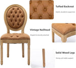 Load image into Gallery viewer, French Country Dining Chairs Set of 2, Amber Upholstered Dining Chairs, PU Leather Tufted Back, Solid Wood Legs, Farmhouse Kitchen &amp; Dining Room Chairs, Sillas De Comedor (Amber, 2Pcs)