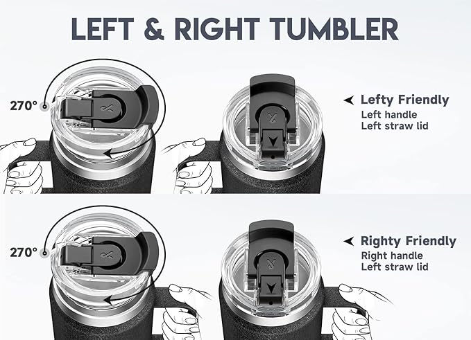 Meoky 40oz Tumbler with Handle, Stainless Steel Travel Mug with 2-in-1 Straw and Sip Lid, Vacuum Insulated Coffee Mug, 100% Leak Proof, Keeps Cold for 34 Hours or Hot for 10 Hours (Night)