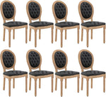 Load image into Gallery viewer, French Country Dining Chairs Set of 8, Vintage Wooden Dining Chairs with PU Leather Upholstered Tufted Seat,Solid Wood Legs&amp;Frame, Farmhouse Kitchen&amp;Living Room Chairs(Black,8 Pcs)