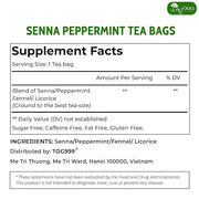 TOG999 60 Tea Bags Relieves Constipation Natural Tea, Blend of Senna Leaves - Peppermint - Licorice - Fennel, 100% Natural Ingrendients, Hand-made Herbal Tea, No Sugar, No Caffeine, No Gluten, Vegan.