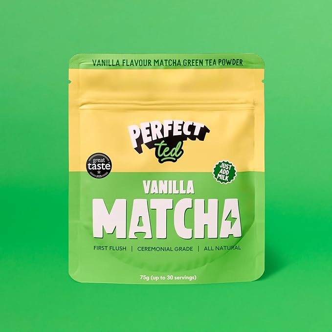 Perfect Ted Matcha Powder | Vanilla Bean Flavor 75g | Matcha Powder Ceremonial Grade | Single-Origin Uji, Japan | Matcha Green Tea Powder (30 Servings)