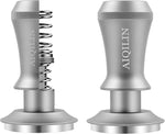 Load image into Gallery viewer, Espresso Tamper, Constant 30lb Coffee Tamper with double Calibrated Spring Loaded, Stainless Steel double spring loaded Coffee Tamper Fits for All Portafilters- Flat Base (51mm, SILVER)