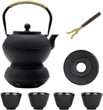 Load image into Gallery viewer, 40.6oz Cast Iron Teapot Set with Cast Iron Warmer, Japanese Tetsubin Tea Kettle Set with Cups,Cast Iron Teapot with Stainless Steel Infuser and Enameled Interior for Stovetop Safe(1200ml)