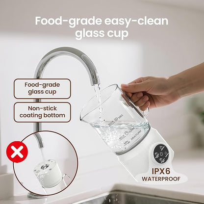 4-in-1 Milk Frother, Electric Milk Frother and Steamer with LED Touch Screen, Non-stick Bottom, Milk Warmer 13.52oz for Lattes, Cappuccinos, and Macchiatos at Home, White