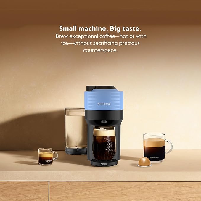Nespresso Vertuo Pop+ Coffee and Espresso Machine by De'Longhi with Aeroccino Milk Frother, Pacific Blue