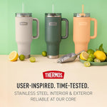 Load image into Gallery viewer, THERMOS Stainless Steel Cup Holder Mug - 40 Ounce, Sea Green - Insulated Tumbler with Lid and Straw, Plus Leak-Resistant Slide Lock