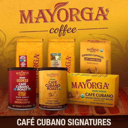 Mayorga Decaf Coffee 2lb Bag Dark Roast Organic Swiss Water Decaffeinated Cubano Roast Coffee - 100% Arabica Whole Coffee Beans - Smoothest Organic CoffeeSpecialty Grade, Non-GMO, Direct Trade