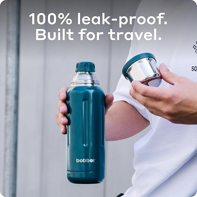 BOBBER 26 oz Stainless Steel Thermos for Hot Tea, Coffee, and Cold Drinks – BPA-Free, Dishwasher Safe Vacuum Insulated Water Bottle – Keeps Drinks Hot for 36 Hours (Deep Teal)