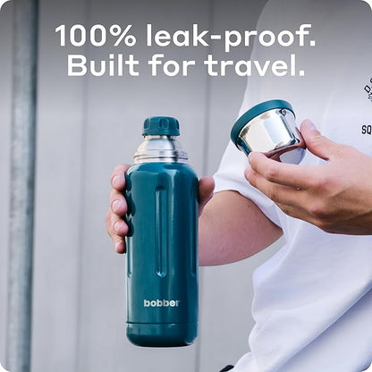 BOBBER 26 oz Stainless Steel Thermos for Hot Tea, Coffee, and Cold Drinks – BPA-Free, Dishwasher Safe Vacuum Insulated Water Bottle – Keeps Drinks Hot for 36 Hours (Deep Teal)