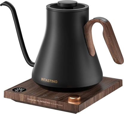 Electric Kettle, Gooseneck Electric Kettle, ±1℉ Precise Temperature Control, Stainless Steel Interior, Quick Heating for Pour Over Coffee, Tea & Boiling Water, 0.9L (Onyx Black)
