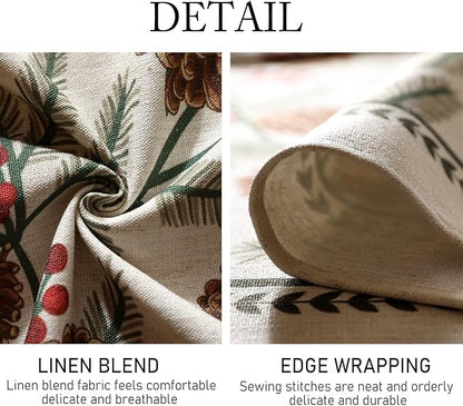 Designer Christmas Beige Linen Square Tablecloth,Pinecones Pattern Indoor Tablecloths,Wrinkle Resistant Decor Table Cloth for Dining Thanksgiving Kitchen Christmas,67"*67"-Carol B