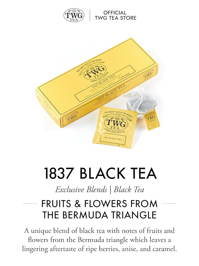 TWG Tea | 1837 Black Tea | Black Tea | Fruits & Flowers | 15 Hand Sewn Cotton Tea Bags | Gift Set