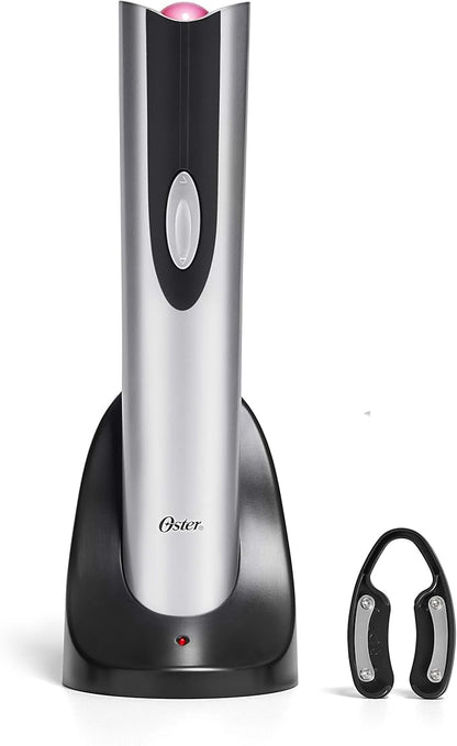 Oster Cordless Electric Wine Bottle Opener with Foil Cutter, Silver