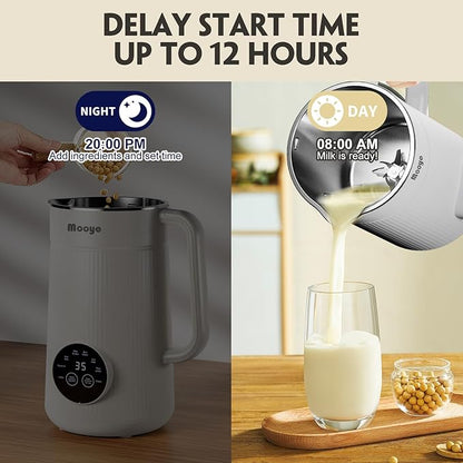 Automatic Nut Milk Maker Machine, 8 in 1 Soy Milk Maker, 35 oz Almond Machine Maker, 12-Hour Delay, Keep Warm, Non Dairy Beverages, Juice/Rice Paste/Clean/Milk Shake, 800W Heating, Self Cleaning