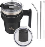 Load image into Gallery viewer, 10 oz Tumbler with Handle and 2 Straw 2 Lid, Insulated Water Bottle Stainless Steel Vacuum Cup Reusable Travel Mug,Black