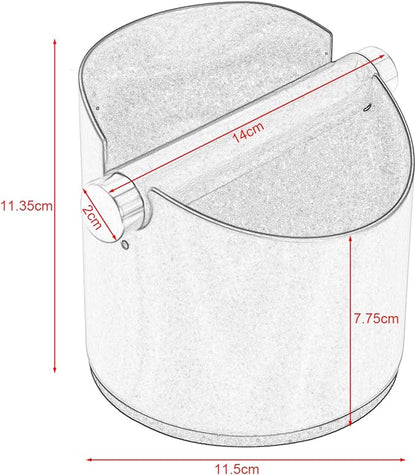 Espresso Knock Box, Stainless Steel Coffee Grounds Knock Box, With Removable Knock Bar and Non-Slip Rubber Base (Silver)