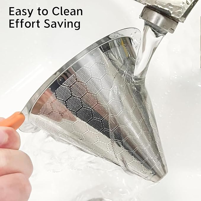 Pour Over Coffee Dripper, Paperless Pour Over Coffee Filter, Reusable Pour Over Coffee Maker Set, Dual-Layer Stainless Steel Cone Filter, Detachable Dripper Stand, Single Cup Brewer 1-4 Cup