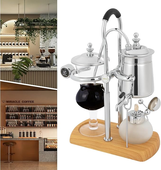 Family Balance Siphon Syphon Coffee Maker Siphon Brewer, Elegant Retro-Style Design Sliver (Sliver 1)