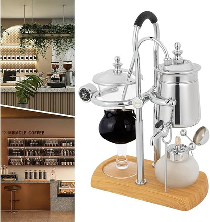 Family Balance Siphon Syphon Coffee Maker Siphon Brewer, Elegant Retro-Style Design Sliver (Sliver 1)