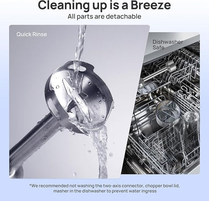 Consciot 7-in-1 Immersion Blender Handheld Max 1100W, Stick Emulsifier with Entire Stainless Steel Blender Shaft, Trigger Speed Control, 800ml Beaker, 600ml Chopper, Beaters, Frothers, Hooks & Masher