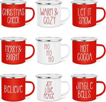 Load image into Gallery viewer, Sieral 9 Pcs Christmas Enamel Coffee Mugs 12 oz Winter Holiday Mugs with Quotes Seasonal White and Red Christmas Party Favor Cups Funny Novelty Xmas Coffee Cups for Women Men Coworkers Office