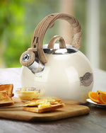 Load image into Gallery viewer, Teapot for Stovetop, 2.1 Quart Stove Top Whistling Tea Kettle, Teapot Kettles with Food Grade Stainless Steel and Wood Pattern Folding Handle, Suitable for All Heat Sources