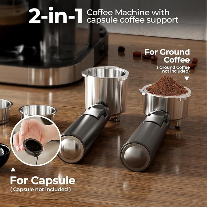 20 Bar Compact Espresso Machine with Steam Milk Frother，Professional Espresso Maker for Home and Office，1350W Touchscreen Cappuccino ＆ Latte Machine，57oz Detachable Water Tank，Black