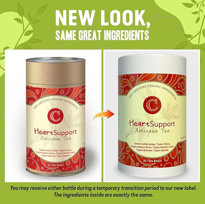 Dr. Cowan’s Garden Organic Ashitaba Hibiscus Tea, 20 Tea Bags - Supports Healthy Heart and Blood Pressure, Calming Caffeine-Free Herbal Blend for Health and Well-Being, Ashitaba Herbs Grown in the USA