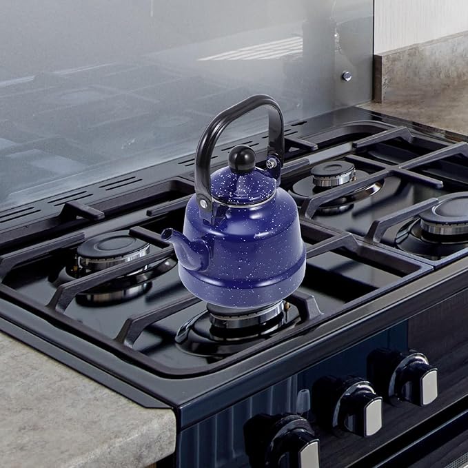 DOITOOL Enamel Tea Kettle Vintage Enamel Teapot 1.1 L Porcelain Tea Kettle Camping Coffee Kettle Stovetop Kettle Hot Water Boiler Pot for Hot Water, Tea Accessories