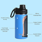Load image into Gallery viewer, DRINCO Stainless Steel Water Bottle Spout Lid Vacuum Insulated Double Wall Water Bottle Wide Mouth (40oz 32oz 22oz 18oz 14oz) Leak Proof Keeps Cold or Hot (14 oz, 14oz Royal Blue)