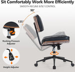 Load image into Gallery viewer, Armless Office Chair with Wheels, Adjustable Height Desk Chair Leather Swivel Computer Chair, Modern Walnut Office Side Chair for Meeting Room Office, Black
