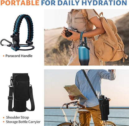 40 oz Insulated Water Bottle with Straw fit in Car Cup Holder - Metal Water Bottle with Straw, Auto Spout Lid, Thermal Water Tumbler Cup with Lid, Storage Carrier Bag, Silicone Boot