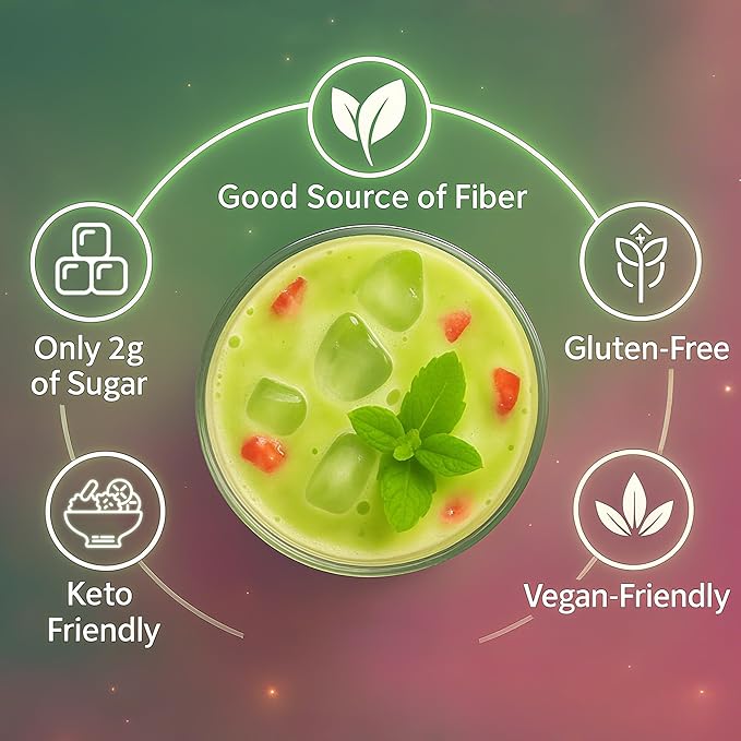 Yerba Mate Instant Tea Powder, 3-in-1 Super Bloom Energy Drink, Low Sugar, Supports Mental Clarity, Containing Prebiotics and Probiotics | Strawberry Matcha Flavor 30 Servings