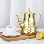 Load image into Gallery viewer, SANQIAHOME 1.8L(60oz) Stainless Steel Hammer Patterned Teapot With Removeable Infuser,Loose leaf cover,Gold