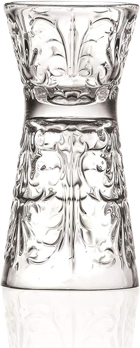 Barski Glass - Reversible Shot Glass - Jigger Tumbler - Designed Tumblers - Use for Liquor - Vodka - Cocktail - Set of 6 Glasses - One side is 1 oz, Other Side is 2 oz. - Made in Europe