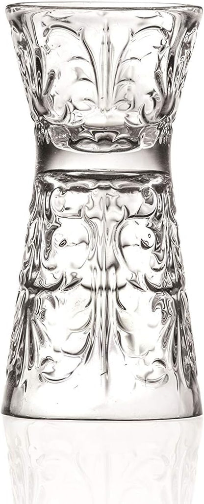 Barski Glass - Reversible Shot Glass - Jigger Tumbler - Designed Tumblers - Use for Liquor - Vodka - Cocktail - Set of 6 Glasses - One side is 1 oz, Other Side is 2 oz. - Made in Europe