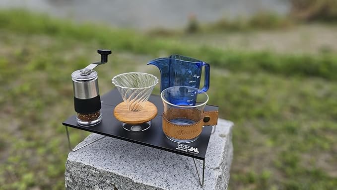 ATHIA glass pour over coffee maker set, minimalist drip coffee maker with reusable cloth filter, glass coffee dripper, olive lid & leather sleeve for single cup manual brewing (Olive Wood)