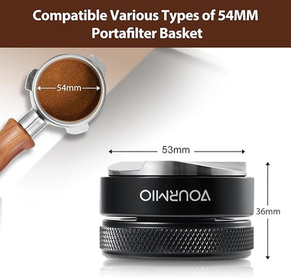 53mm Coffee Distributor - Adjustable Depth Stainless Steel Base Espresso Distribution Tool, Compatible with Breville 54mm Portafilter, Professional Barista Espresso Accessories