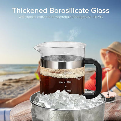 QUQIYSO French Press Coffee Maker 51oz 304 Stainless Steel French Press with 4 Filter, Heat Resistant Durable, Easy to Clean, Borosilicate Glass Coffee Press, Sliver