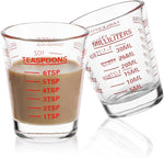 Load image into Gallery viewer, Shot Glasses Measuring Cup Set 2PACK Espresso Shot Glasses Liquid Heavy Glass 26-Incremental Measurement 1 OZ, 2 TBS, 6 TSP, 30 ML Kitchen Tools (Red)