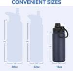 Load image into Gallery viewer, DOMICARE 16 oz Kids Water Bottle for School Stainless Steel Double Wall Vacuum Insulated Water Bottle with Straw lids &amp; Spout Lid, Leakproof BPA Free (Navy,8)