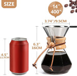 Load image into Gallery viewer, Pour Over Coffee Maker 14 OZ, 4 Cup Borosilicate Glass Drip Coffee Maker with Reusable Stainless Steel Filter and Cork Grip for Home Café 400 ML (Diamond Shape)
