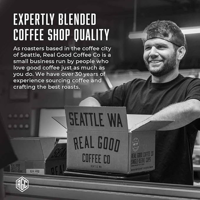 Real Good Coffee Company Whole Bean Light Roast Coffee - Breakfast Blend Light Roast Coffee Beans - Fresh Roasted Brew with Citrus & Chocolate Notes - 32 Oz