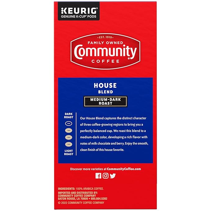Community Coffee House Blend, Medium-Dark Roast, Single-Serve Keurig K-Cup Pods, 32 Count (Pack of 4)
