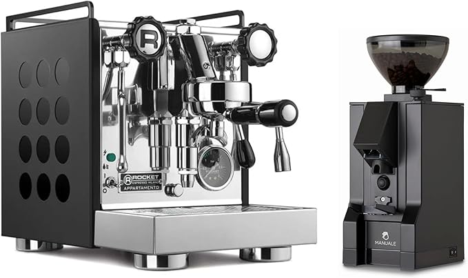 Rocket Espresso Appartamento Nera Espresso Machine and Eureka Mignon Notte Grinder Bundle (Black)