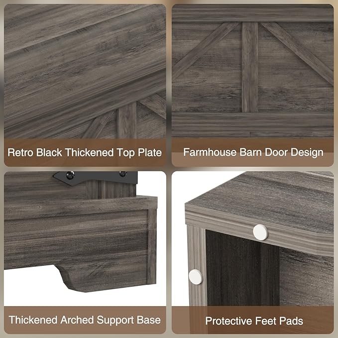 Coffee Table with Storage, 35.4" W Farmhouse Lift Top Wood Square Center Table with Charging Station, Rustic Cocktail Tables with Flip Top Lids for Living Room, Home Office, Grey