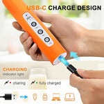 Load image into Gallery viewer, YUSWKO Fluorescence Orange Handheld Milk Frother Wand for Coffee, Rechargeable Electric Whisk with 3 Heads 3 Speeds Drink Mixer Coffee Frother For Latte, Cappuccino, Hot Chocolate, Egg
