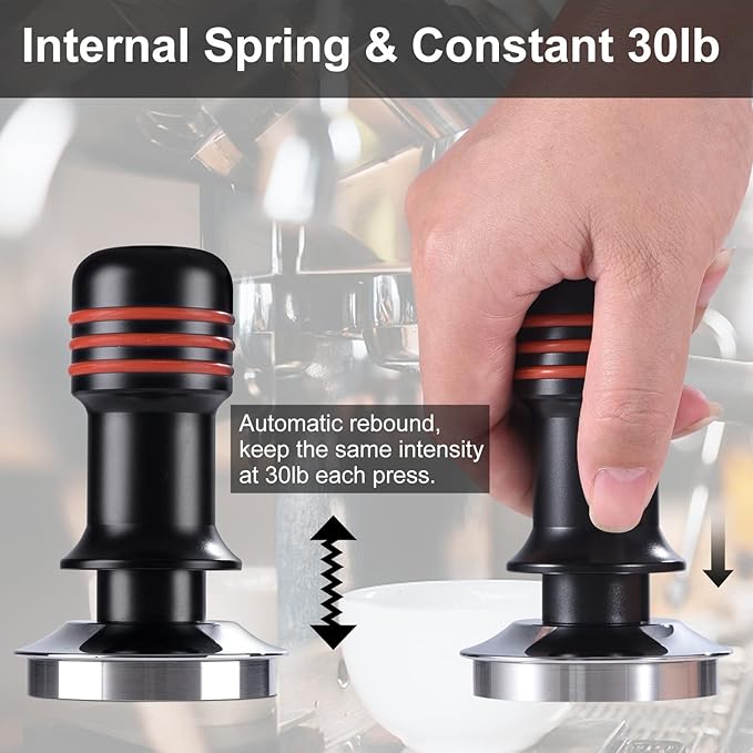 Espresso Tamper 51mm, Coffee Tamper with 30lbs Spring Loaded, Hand Press Tamper Tool for 51mm Portafilter, Calibrated Tamper for Espresso Machine, Black