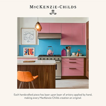 MACKENZIE-CHILDS 2-Quart Enamel Tea Kettle, Cute Tea Kettle for Stovetop, Go Go